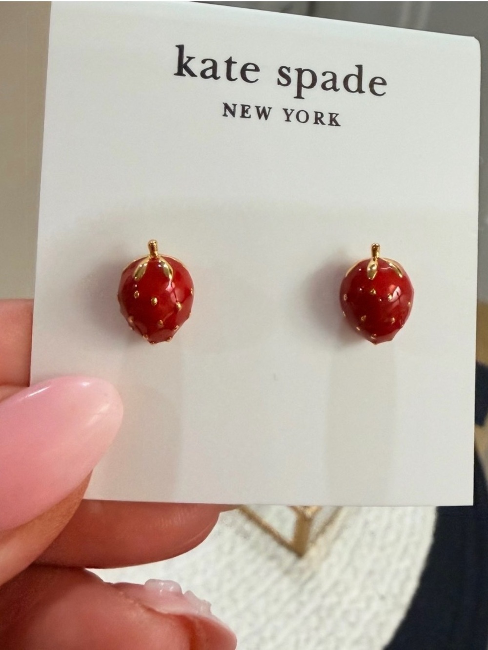 kate spade New York Red Strawberry Stud Earrings | NEW